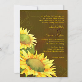 Invitación Elegantes girasoles caen Boda marrón