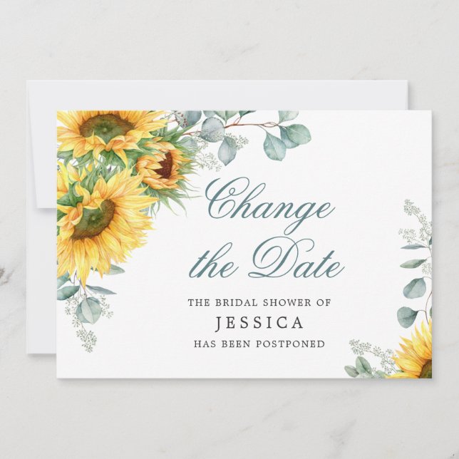 Invitación Elegantes girasoles cambian la ducha de novias (Anverso)