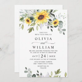 Invitación Elegantes girasoles Eucalipto Boda todo en uno