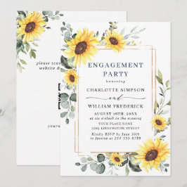 Invitación Elegantes Girasoles Eucalipto FESTA DE COMPROMISO