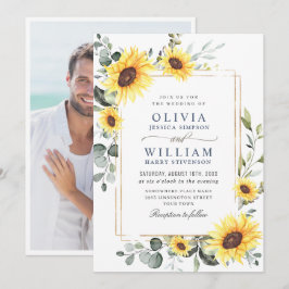 Invitación Elegantes girasoles Eucalyptus Boda Foto