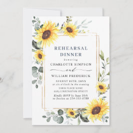 Invitación Elegantes girasoles Eucalyptus REHEARSAL CENA QR