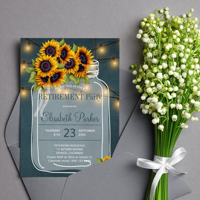 Invitación Elegantes girasoles fiesta de retiro de la marina  (Subido por el creador)