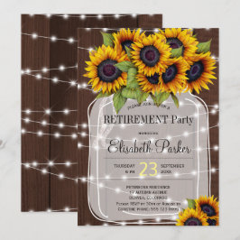 Invitación Elegantes girasoles fiesta de retiro de madera de