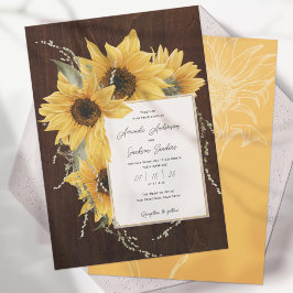 Invitación Elegantes girasoles rústicos, boda de otoño