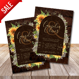 Invitación Elegantes girasoles rústicos y bodas de encaje inv