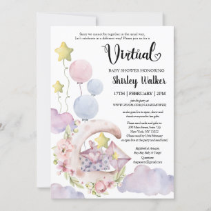 Invitación Elegantes globos florales rosados en Baby Shower v