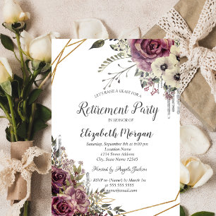 Invitación Elegantes gotas brillantes, Jubilación floral