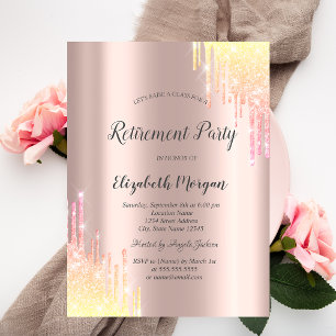 Invitación Elegantes gotas de brillo con efecto Ombre en rosa