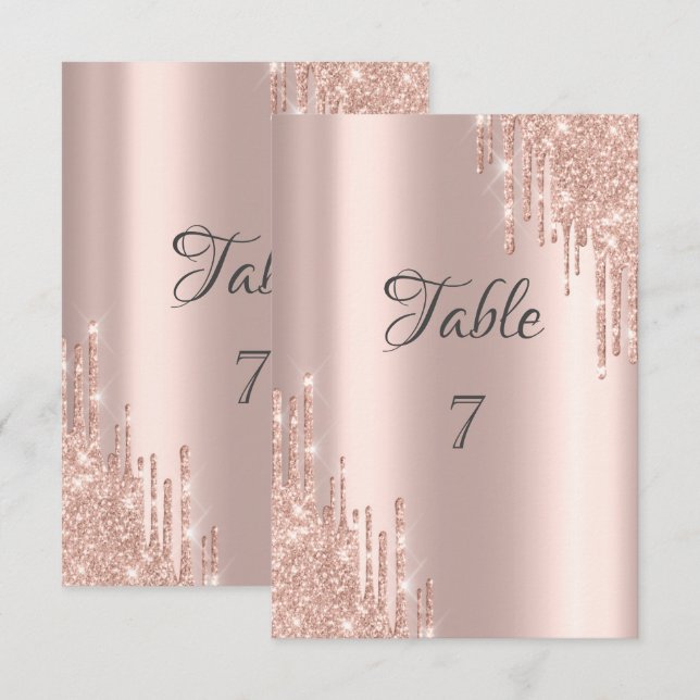 Invitación Elegantes gotas de brillo de oro rosa (Anverso / Reverso)