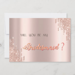Invitación Elegantes gotas de brillo de oro rosa