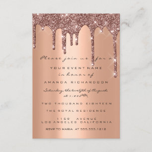 Invitación Elegantes gotas de brillo rosa dorado Cumpleaños d