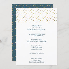 Invitación Elegantes gotas de lluvia Verde azulada y dorada e