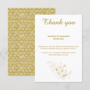 INVITACIÓN ELEGANTES GRACIAS REVÉS DE LADRILLO DE ORO SIMPLE
