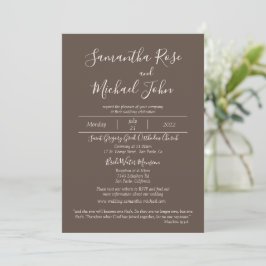 Invitación Elegantes guiones románticos de marfil Boda Cedar 