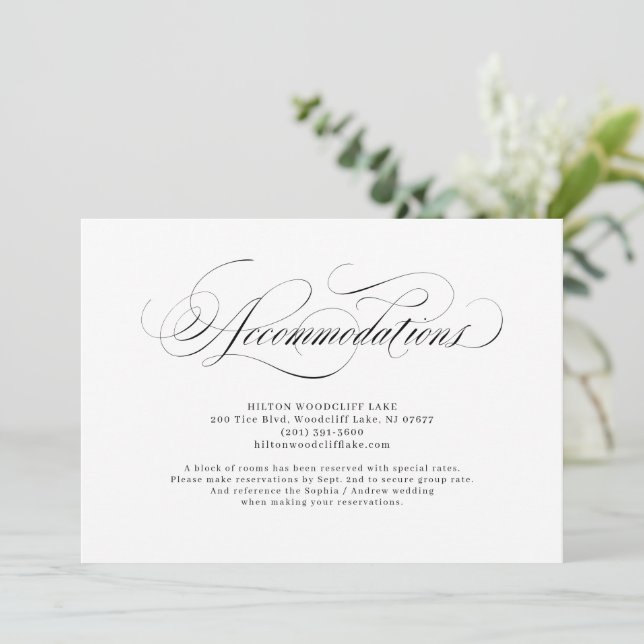 Invitación Elegantes habitaciones clásicas de boda caligráfic (Anverso de pie)