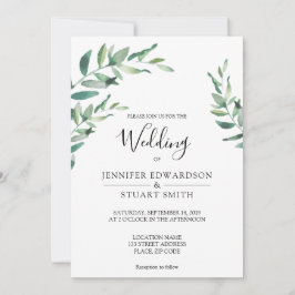 Invitación Elegantes hojas de acuarela botánica Boda