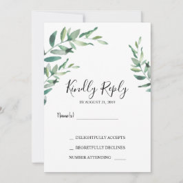 Invitación Elegantes hojas de acuarela botánica Wedding RSVP