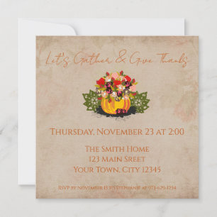 Invitación Elegantes hojas de calabaza de amigos de la famili