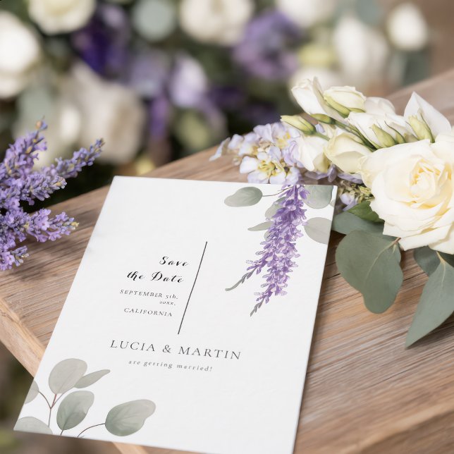 Invitación Elegantes Hojas de Eucalipto Lavanda Guardar la Fe (Subido por el creador)