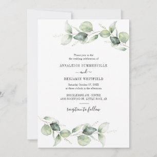 Invitación Elegantes Hojas de Eucalipto Verde Rustico Casamie