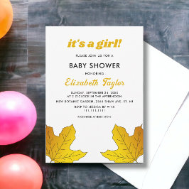 Invitación Elegantes hojas de oro rústico en Baby Shower flor