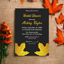 Invitación Elegantes Hojas De Oro Y Negro Caen En La Ducha Br