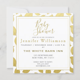 Invitación Elegantes hojas de otoño de oro - Baby Shower