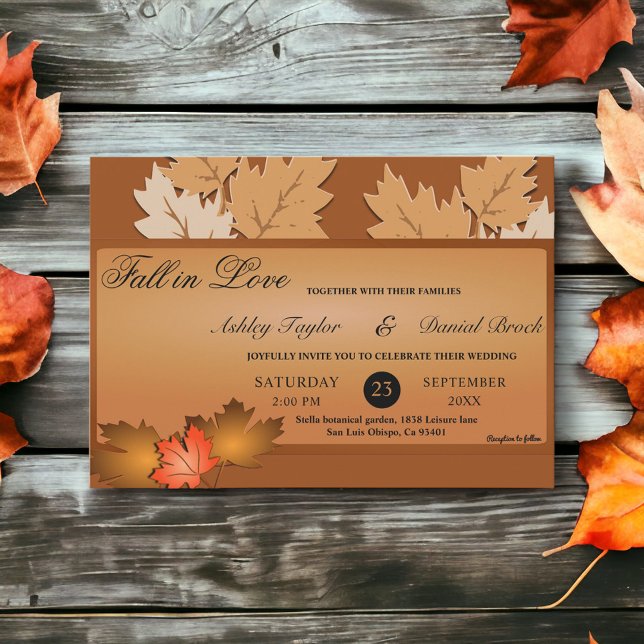 Invitación Elegantes hojas de otoño rústicas Boda floral (Subido por el creador)