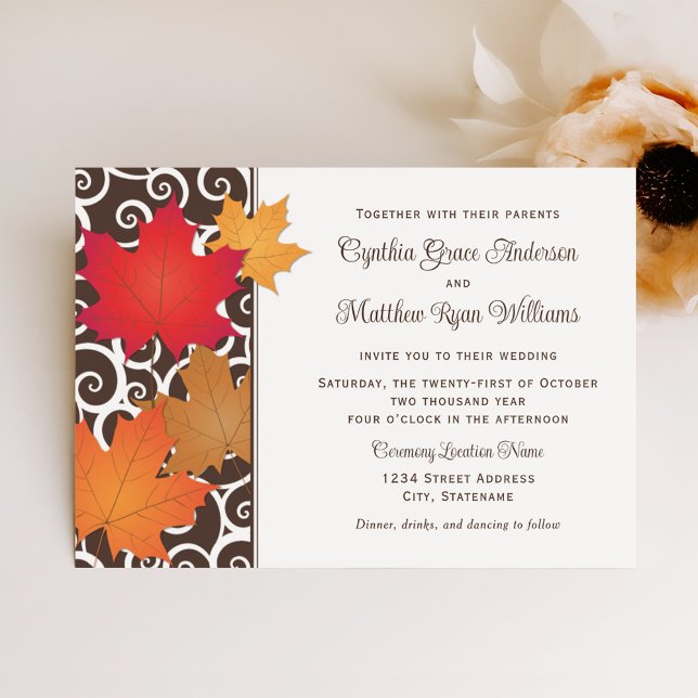 Invitación Elegantes hojas de otoño y nubes de otoño (Subido por el creador)