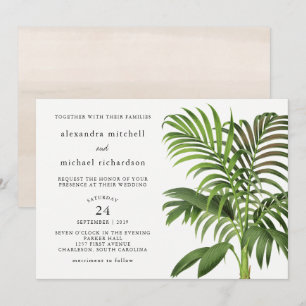 Invitación Elegantes hojas de palma de época BODA