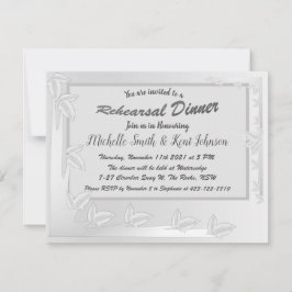 Invitación Elegantes hojas de plata ensayo de diseño cena