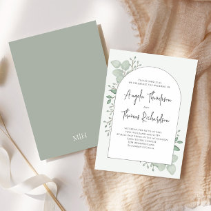 Invitación Elegantes hojas de vegetación de eucalipto verde