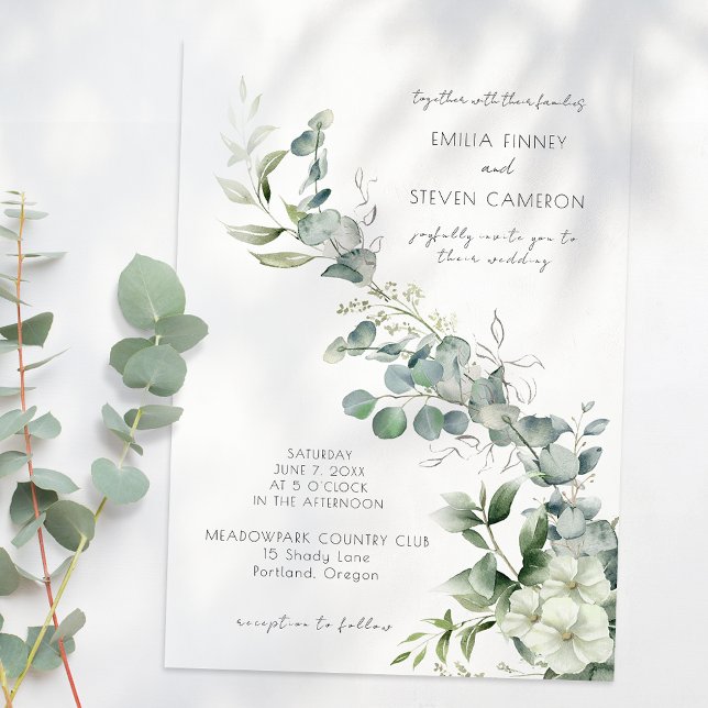 Invitación Elegantes hojas de vegetación Eucalyptus (Subido por el creador)