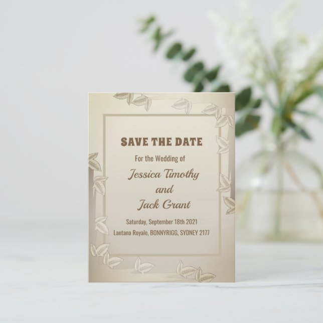 Invitación Elegantes hojas en la Boda de Oro Guardar la tarje (Anverso de pie)