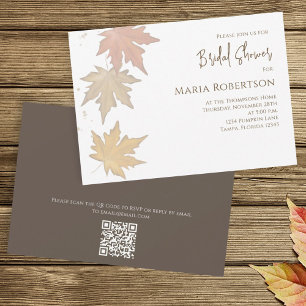 Invitación Elegantes hojas otoñales Fall Foliage QR Code