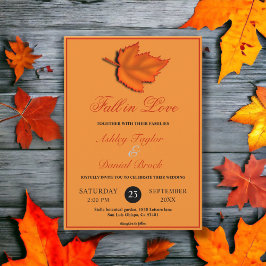 Invitación Elegantes hojas rusticas quemadas Naranja matrimon