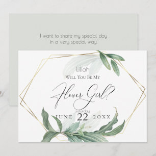 Invitación Elegantes Hojas Tropicales Modernas Sé Mi Niña de 