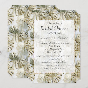Invitación Elegantes hojas tropicales verdes de sabio dorado