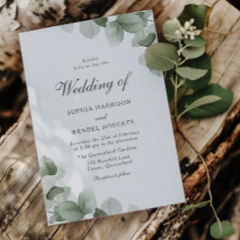 Invitación Elegantes hojas verdes acuarela Boda moderno