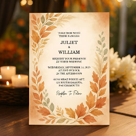 Invitación Elegantes hojas y pampas boda otoño otoño otoño ot