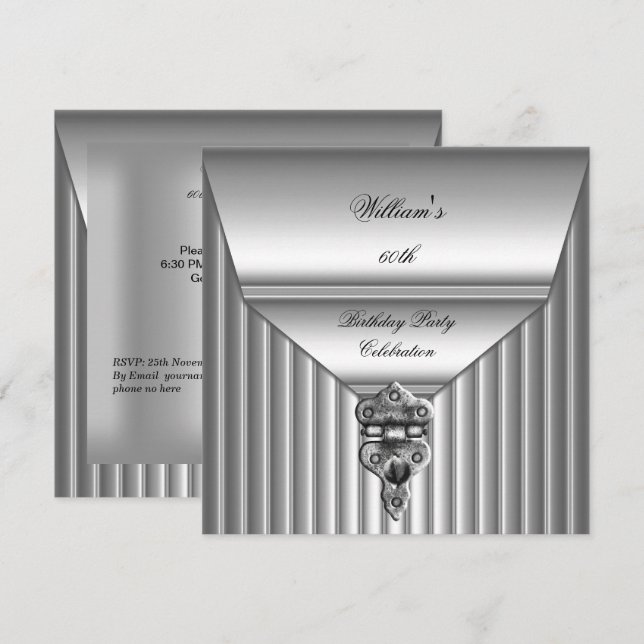 Invitación Elegantes hombres 60 años de fiesta de cumpleaños  (Anverso / Reverso)