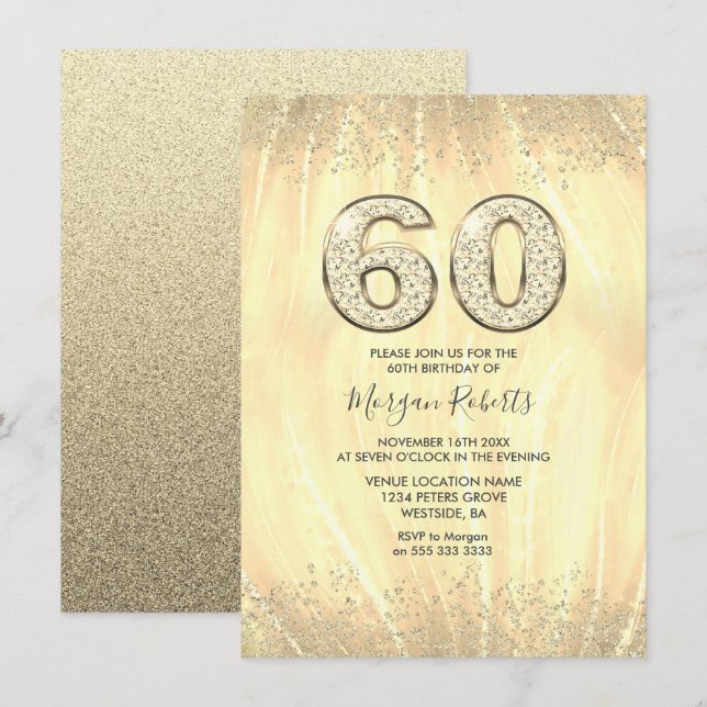 Invitación Elegantes hombres de oro o fiesta de cumpleaños nú (Anverso / Reverso)
