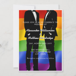 Invitación Elegantes hombres gay modernos Boda arcoiris
