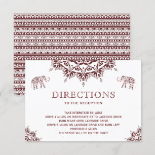 Invitación Elegantes instrucciones de boda india de henna de 
