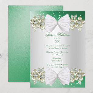 Invitación Elegantes joyas y un cumpleaños verde brillante