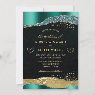 Invitación Elegantes Lágrimas de Boda Glam Glitter Azul Turqu