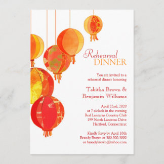 Invitación Elegantes lámparas asiáticas Boda Cena de ensayo