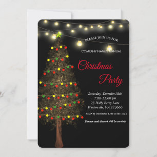 Invitación Elegantes lámparas de árbol de Navidad festivo