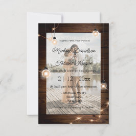 Invitación elegantes lámparas rústicas de madera boda foto